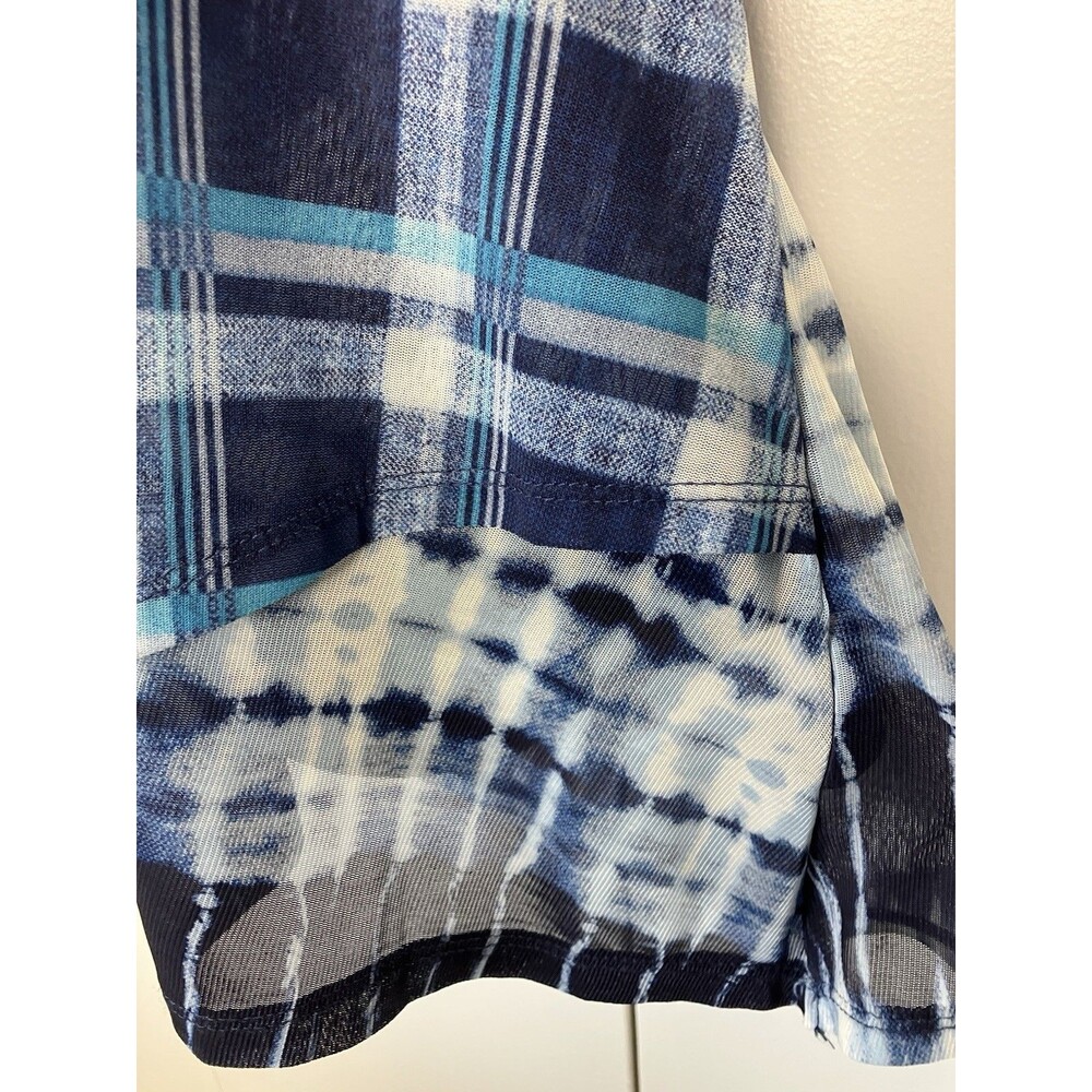 NWT Skyes The Limit Blue Checkered Layered Dress Size L - Picture 7 of 8